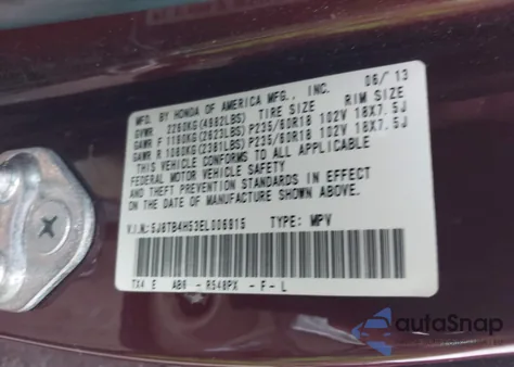 2014 Acura Rdx from USA, damaged, VIN 5J8TB4H53EL006915